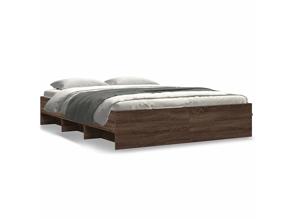 Bettgestell ohne Matratze Braun Eiche 150x200 cm Holzwerkstoff