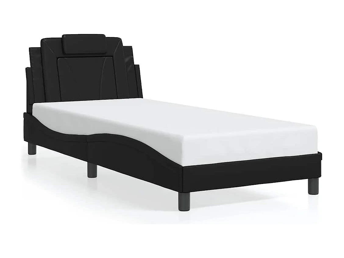 Cadre de lit Viana sans matelas noir 80x200 cm similicuir