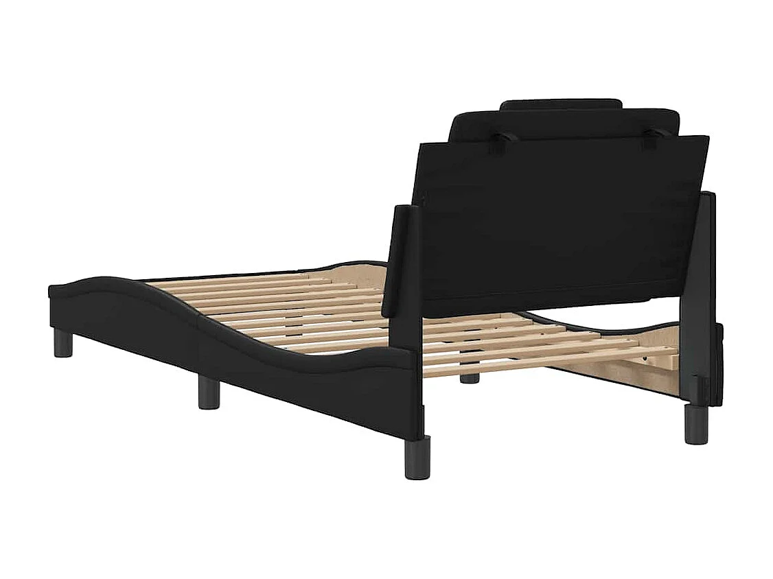 Cadre de lit Viana sans matelas noir 80x200 cm similicuir