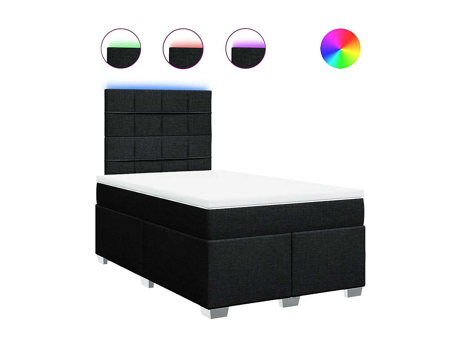 Sommier à lattes de lit avec matelas Noir 120x200 cm Tissu