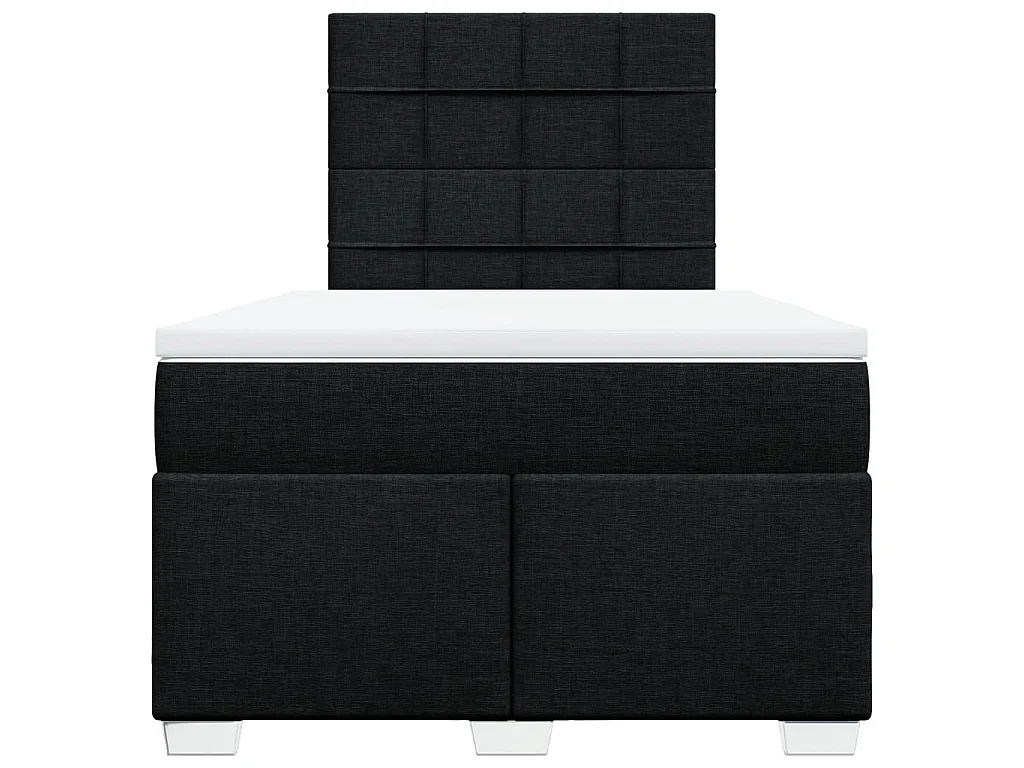 Cama box spring con colchón tela negro 120x200 cm