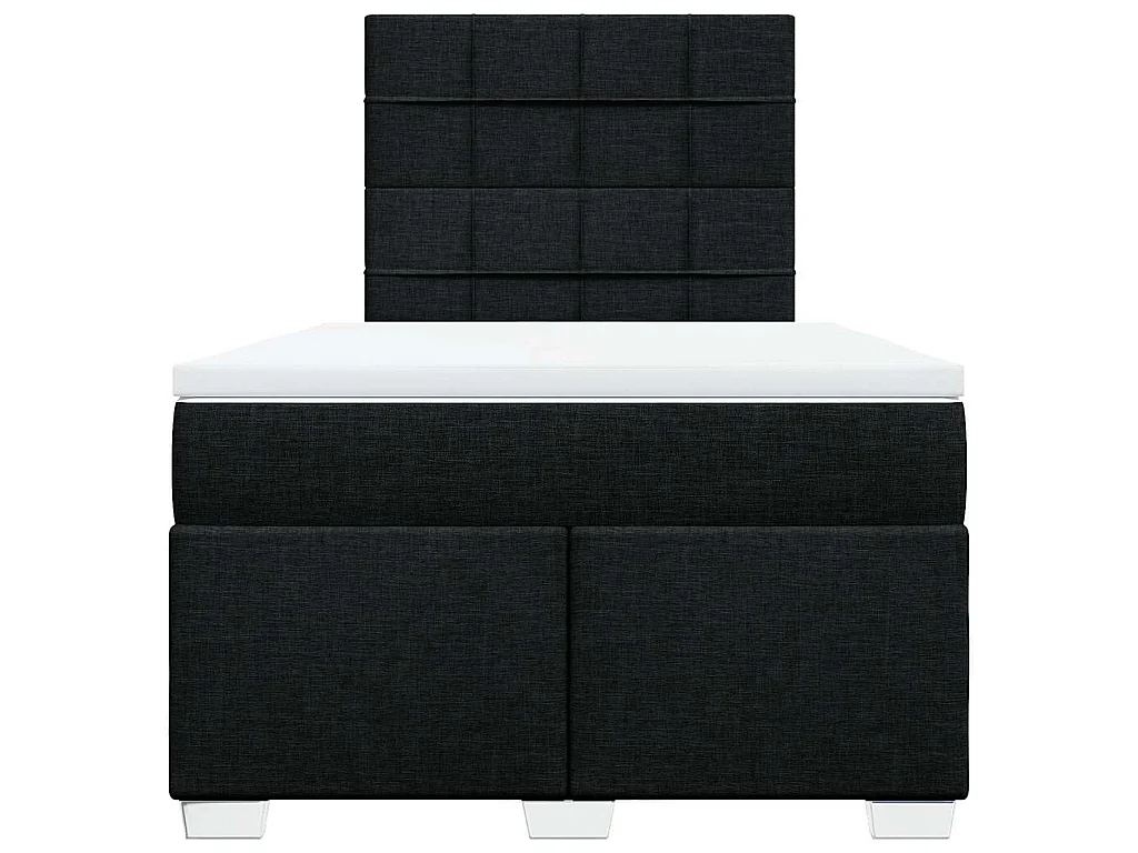 Cama box spring con colchón tela negro 120x200 cm