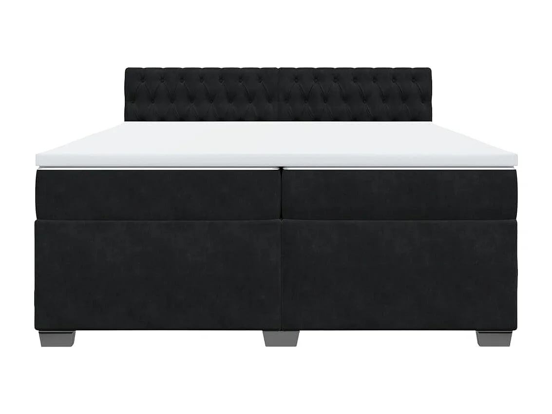 Giroletto a Molle con Materasso Nero 200x200 cm in Velluto