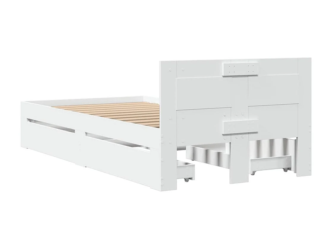 Bedframe met hoofdeinde zonder matras 100x200 cm wit