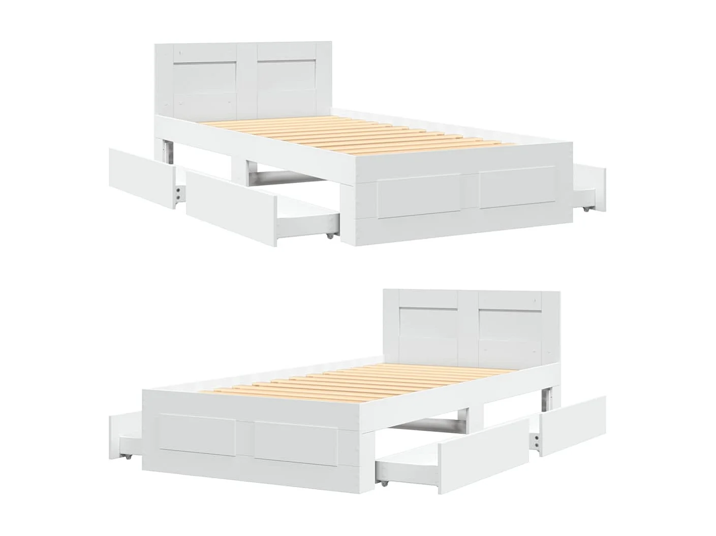 Bedframe met hoofdeinde zonder matras 100x200 cm wit