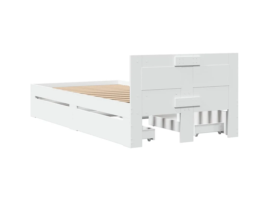 Estructura de cama con cabecero sin colchón blanco 100x200 cm