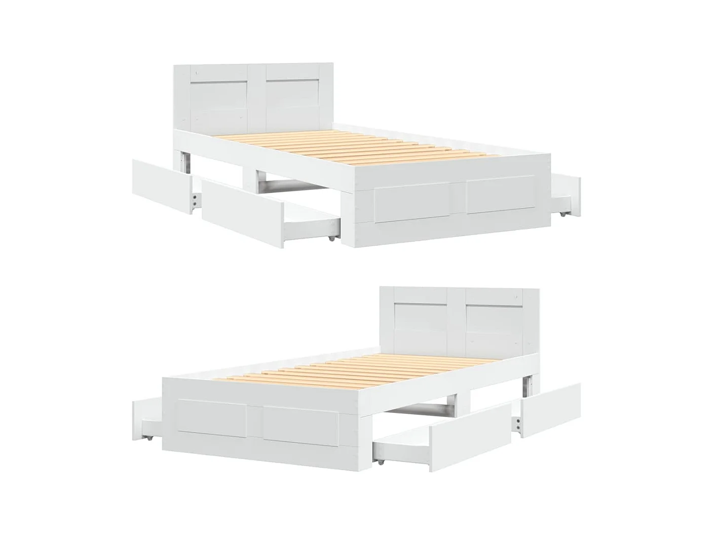 Estructura de cama con cabecero sin colchón blanco 100x200 cm