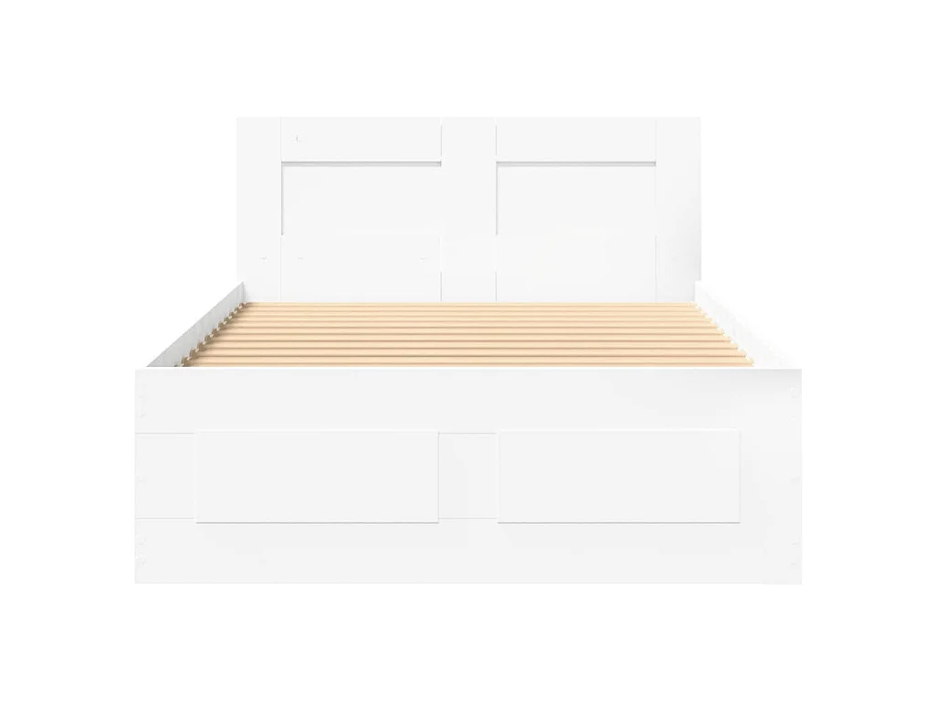 Cadre de lit avec tête de lit sans matelas blanc 100x200 cm