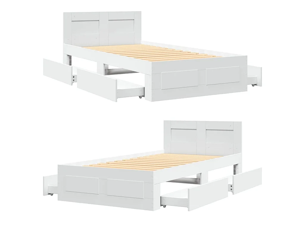 Cadre de lit avec tête de lit sans matelas blanc 100x200 cm