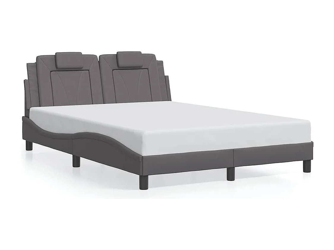 Cadre de lit Viana sans matelas gris 140x190 cm similicuir