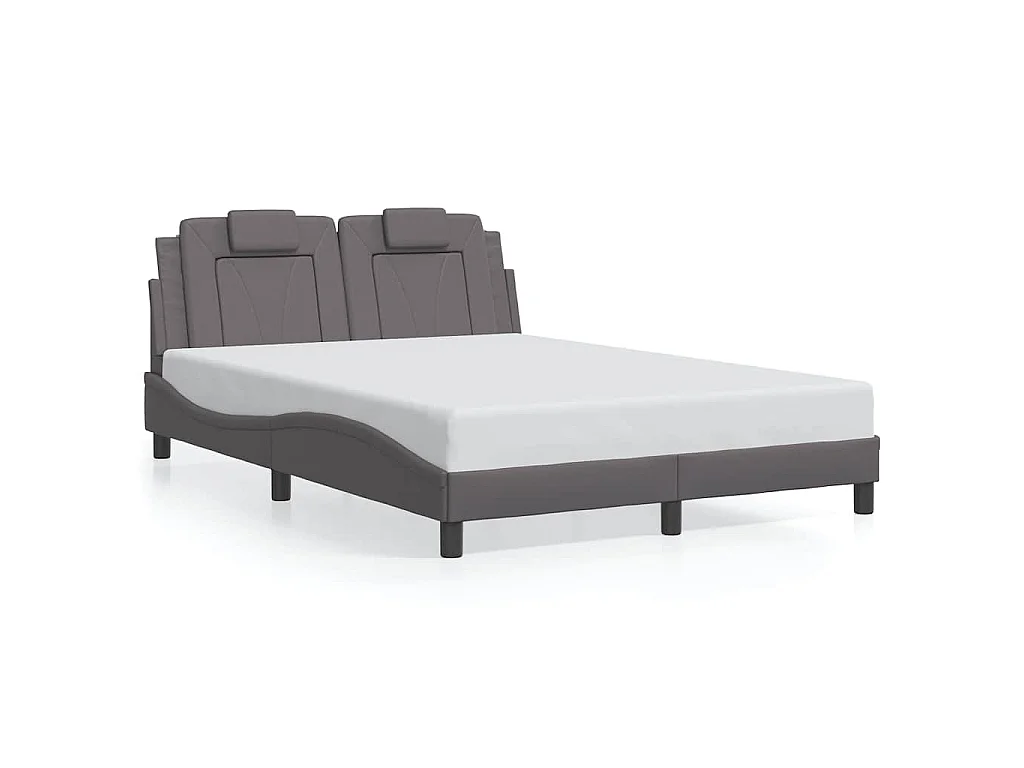 Cadre de lit Viana sans matelas gris 140x190 cm similicuir