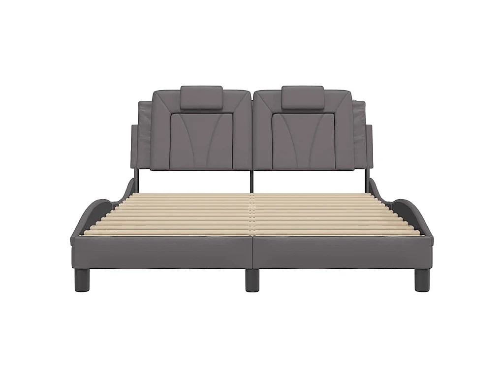 Cadre de lit Viana sans matelas gris 140x190 cm similicuir