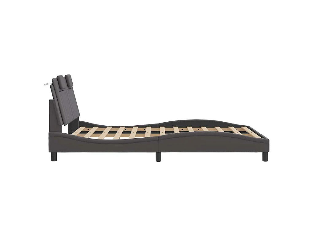Cadre de lit Viana sans matelas gris 140x190 cm similicuir