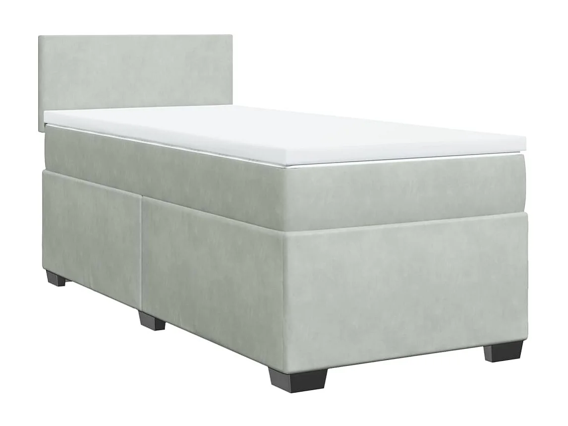 Giroletto a Molle con Materasso Grigio Chiaro 100x200cm Velluto
