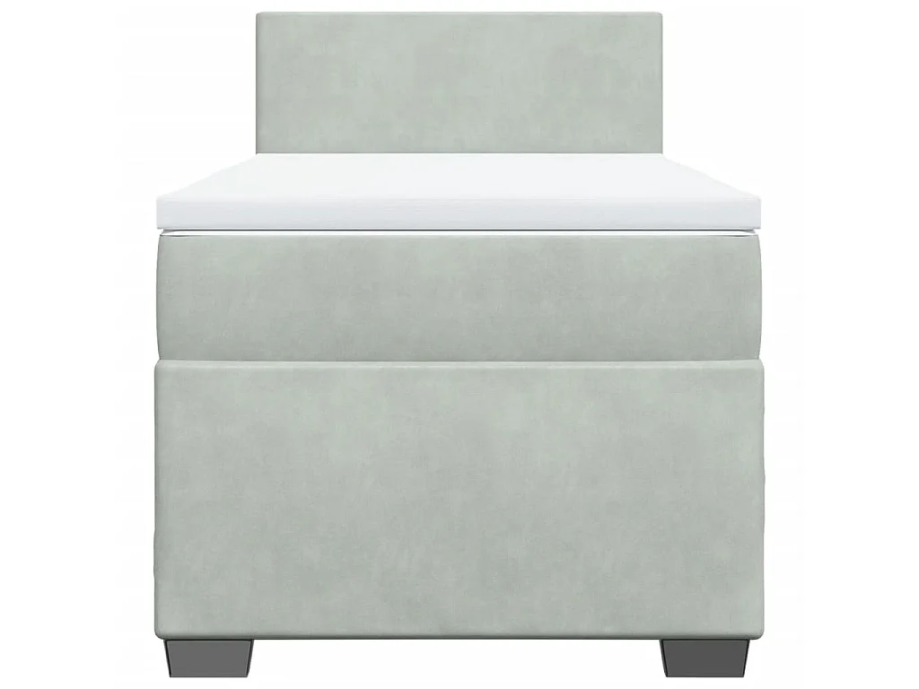 Giroletto a Molle con Materasso Grigio Chiaro 100x200cm Velluto