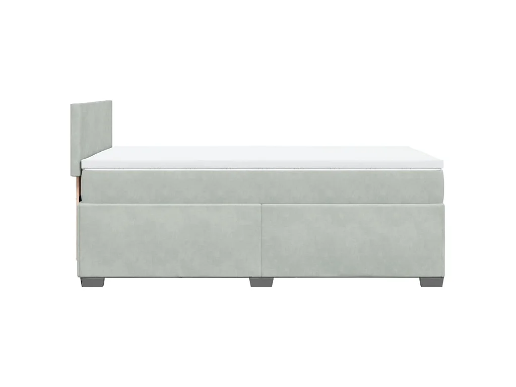 Giroletto a Molle con Materasso Grigio Chiaro 100x200cm Velluto