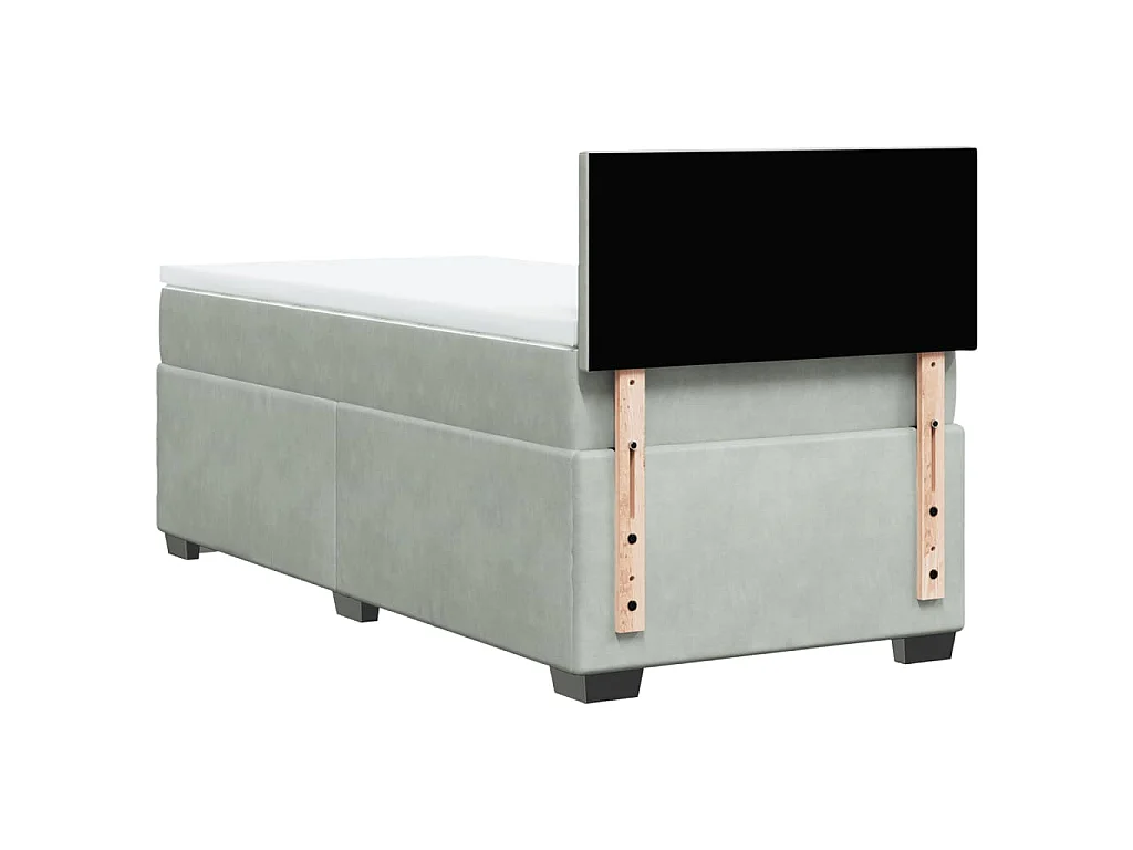 Giroletto a Molle con Materasso Grigio Chiaro 100x200cm Velluto