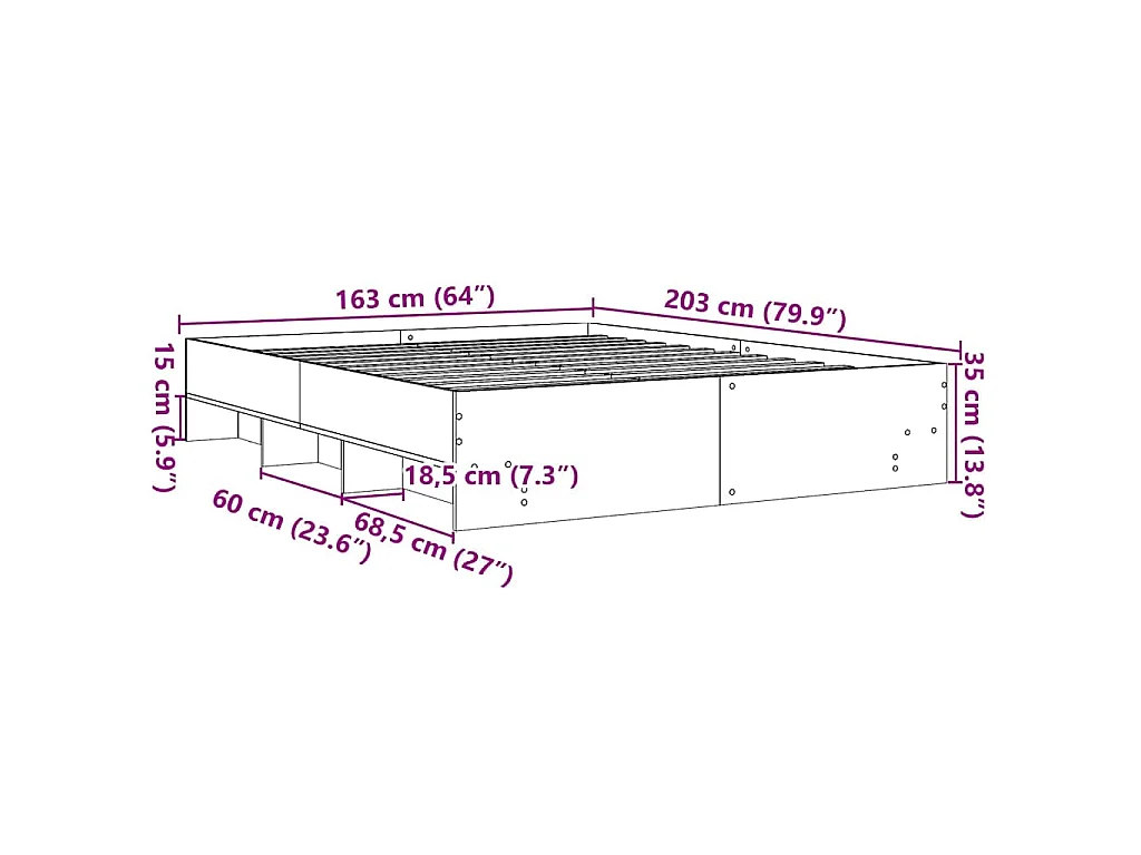 Bedframe zonder matras 160x200 cm spaanplaat zwart