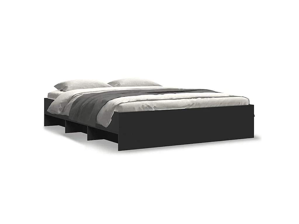 Cadre de lit sans matelas noir 160x200 cm bois d'ingénierie