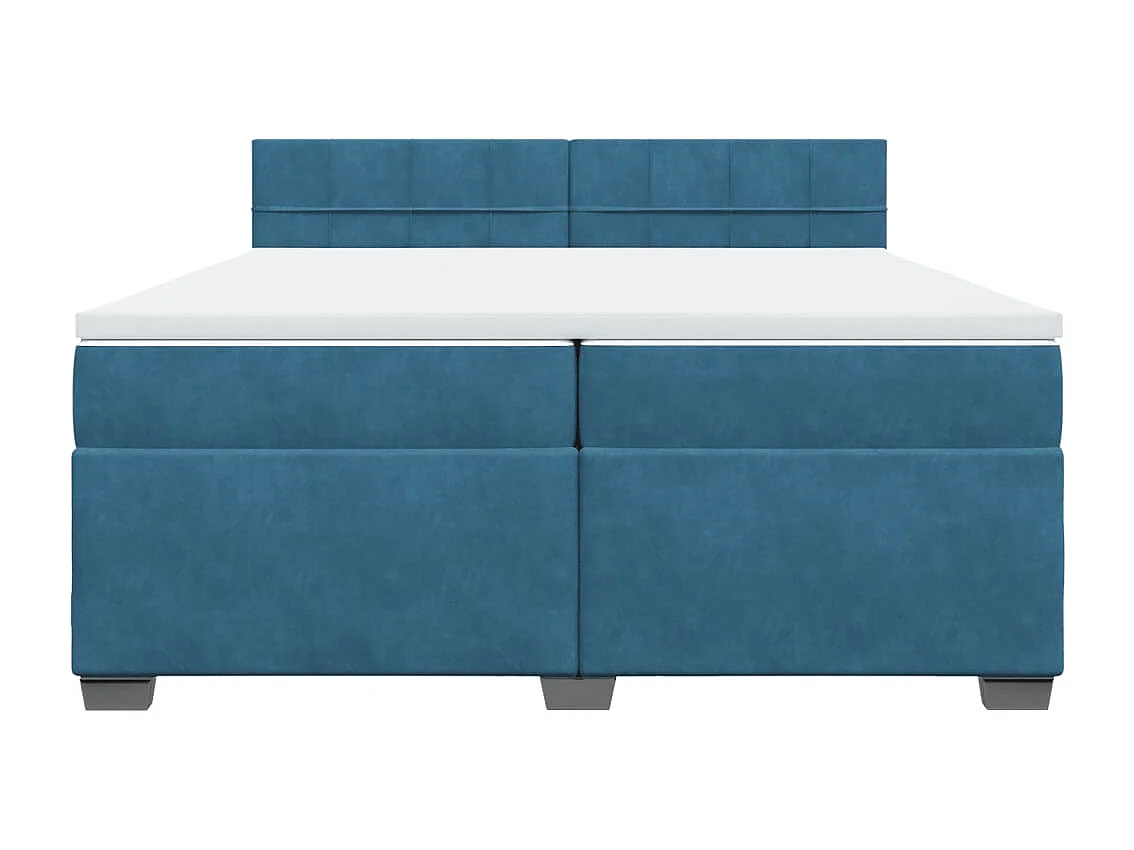 Sommier à lattes de lit et matelas Bleu 200x200 cm velours