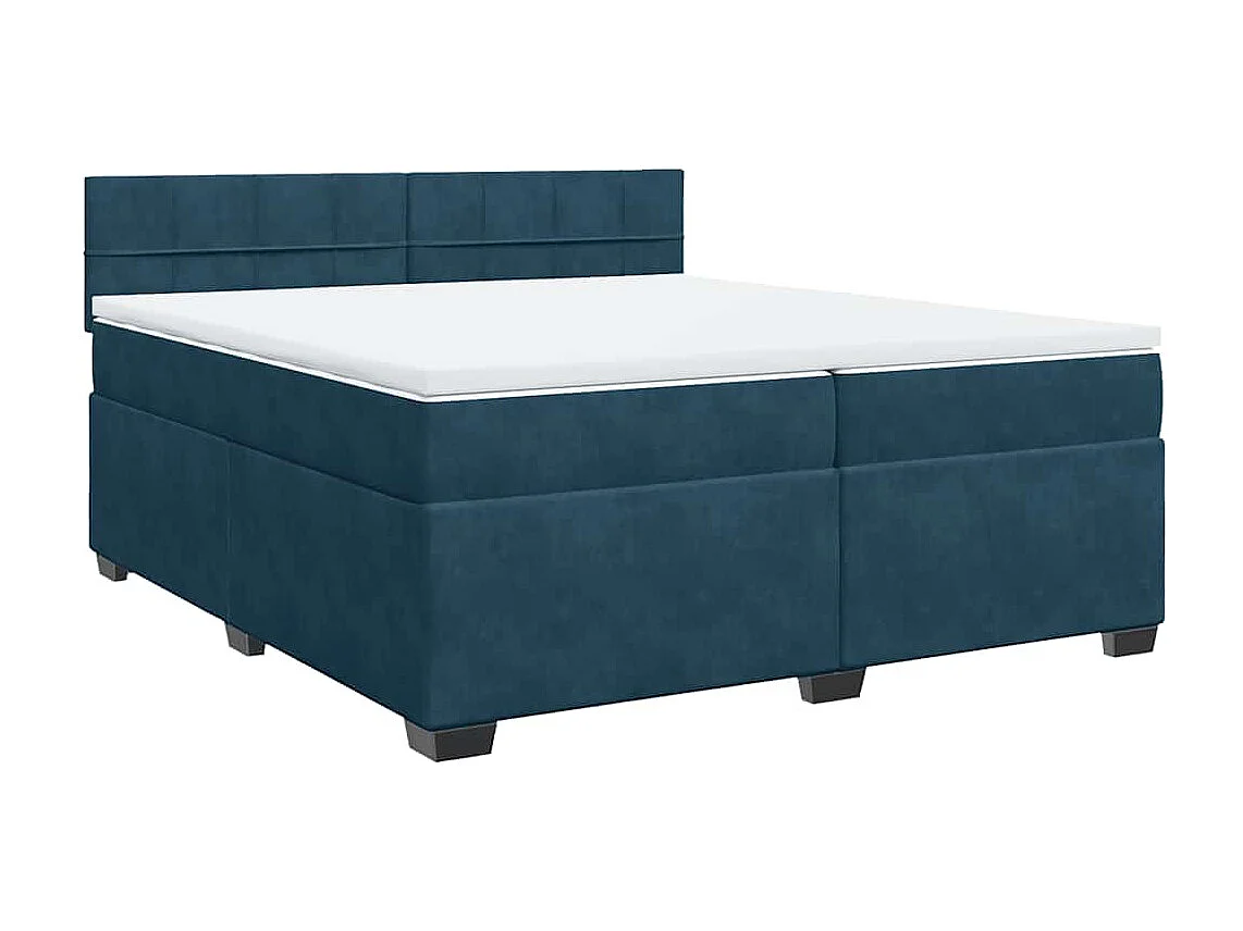 Sommier à lattes de lit et matelas Bleu 200x200 cm velours