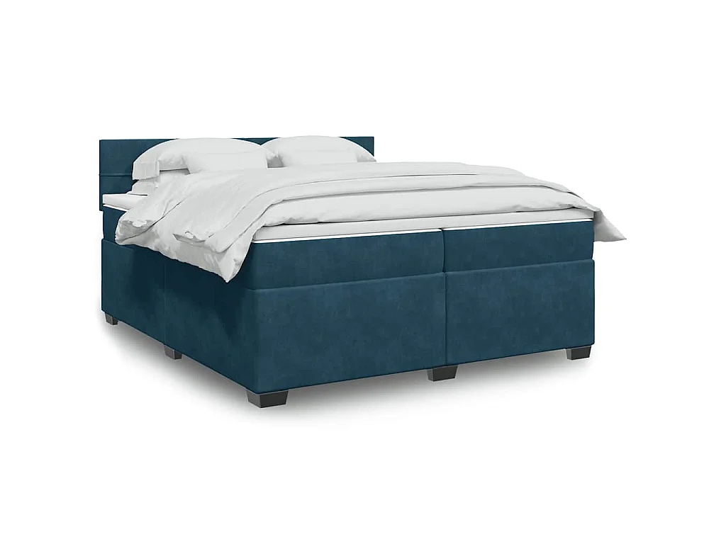 Boxspringbett mit Matratze Blau 200x200 cm Samt