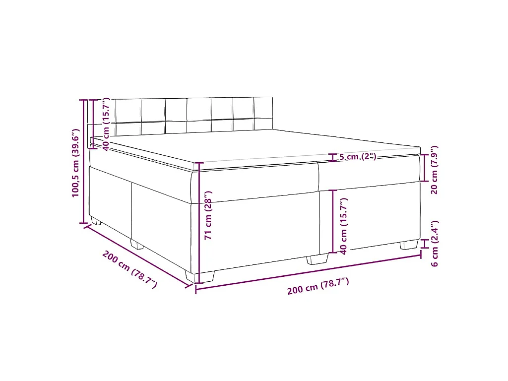 Boxspringbett mit Matratze Blau 200x200 cm Samt