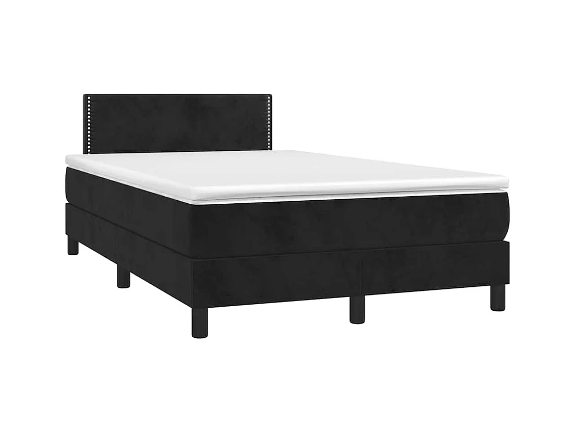 Sommier à lattes de lit et matelas LED noir 120x190 cm velours