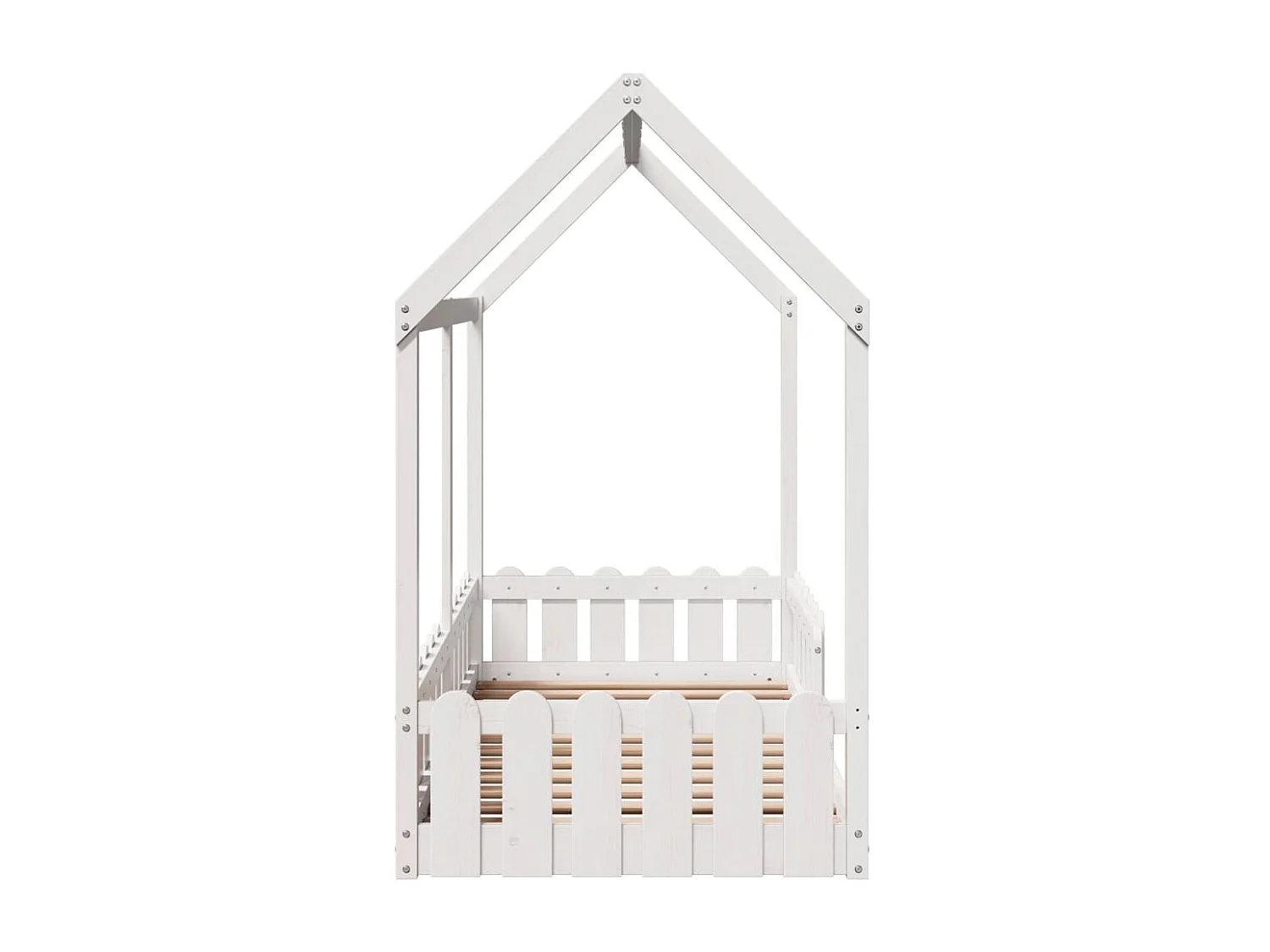 Giroletto Casetta Bambini Bianco 80x160 cm Legno Massello Pino