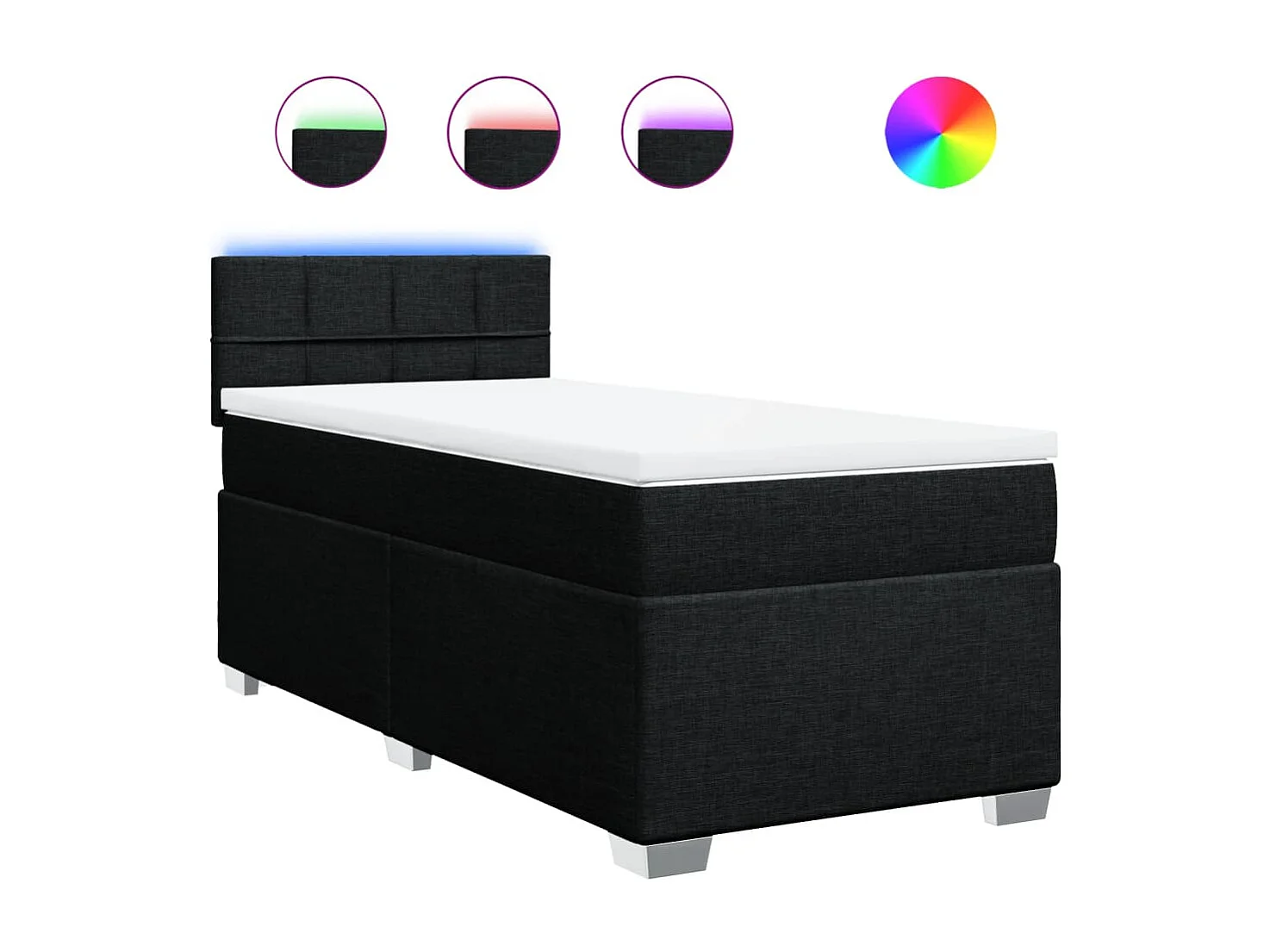 Boxspringbett mit Matratze Schwarz 100x200 cm Stoff