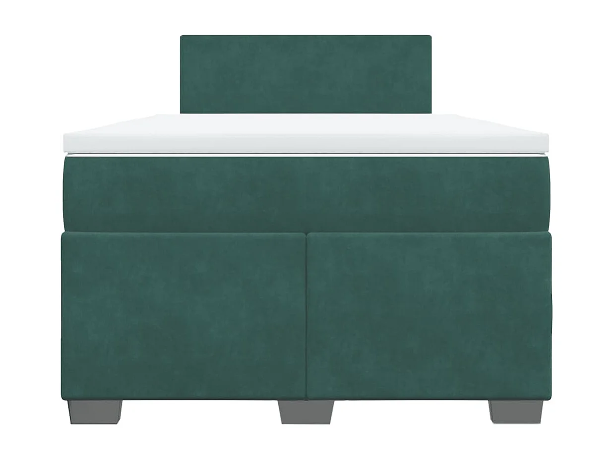 Cama box spring con colchón terciopelo verde oscuro 120x200 cm
