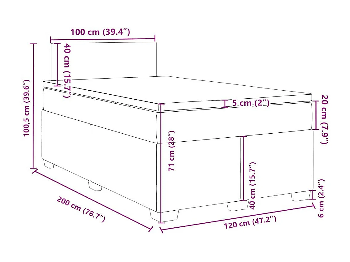Sommier à lattes de lit et matelas Vert foncé 120x200cm Velours
