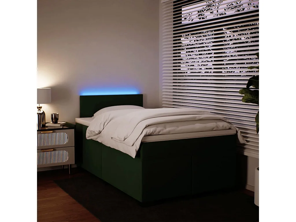 Cama box spring con colchón terciopelo verde oscuro 120x200 cm