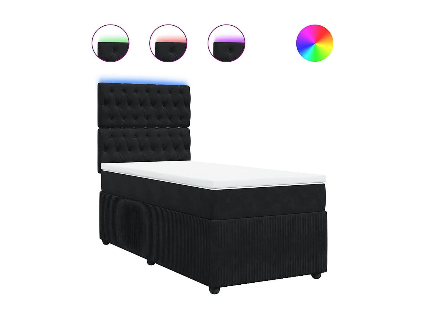 Boxspringbett mit Matratze Schwarz 90x190 cm Samt