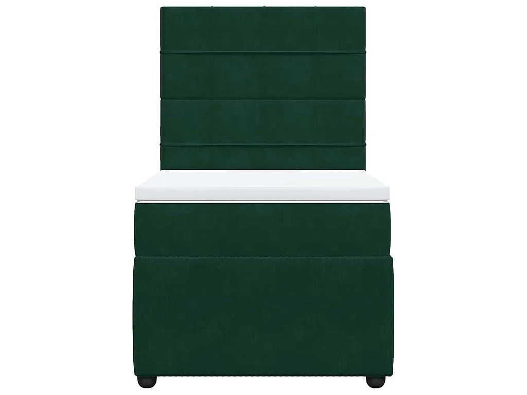 Cama box spring con colchón terciopelo verde oscuro 80x200 cm