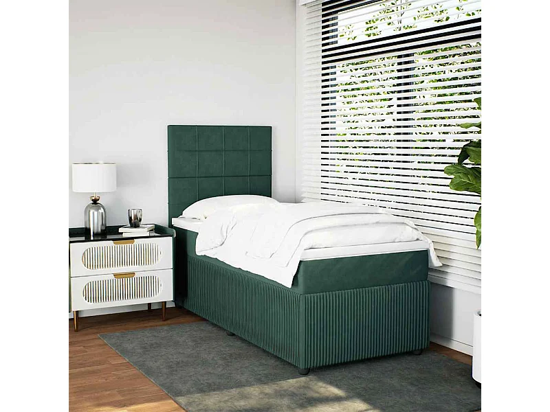 Giroletto a Molle con Materasso Verde Scuro 80x200 cm Velluto