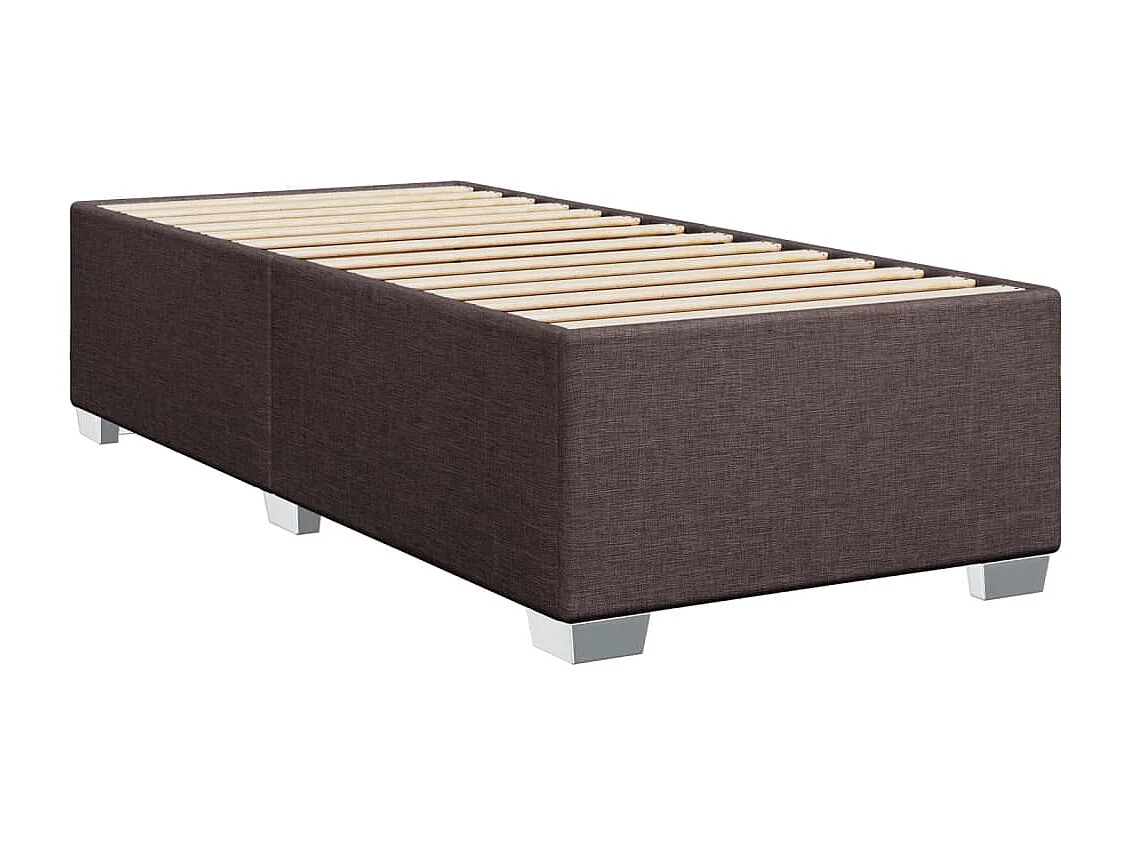 Cama box spring con colchón tela marrón oscuro 80x200 cm