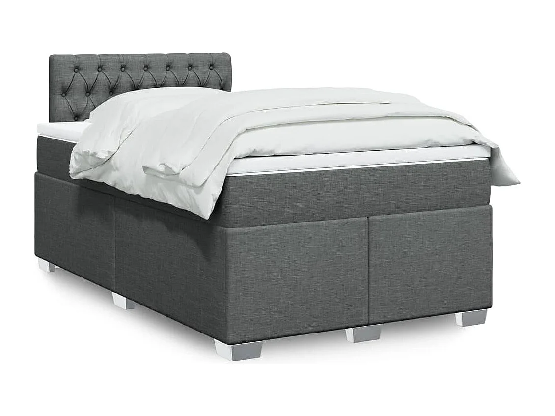 Sommier à lattes de lit avec matelas Gris foncé 120x200cm Tissu