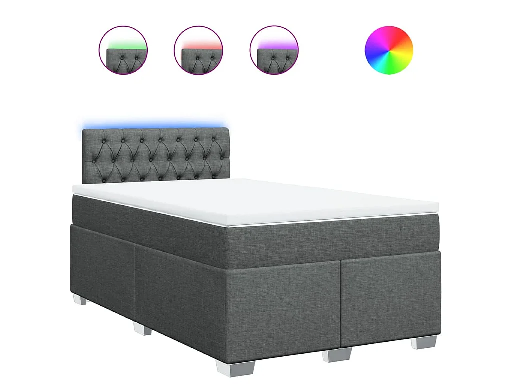 Sommier à lattes de lit avec matelas Gris foncé 120x200cm Tissu