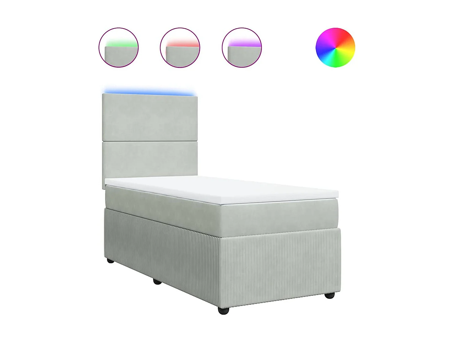 Boxspringbett mit Matratze Hellgrau 90x200 cm Samt