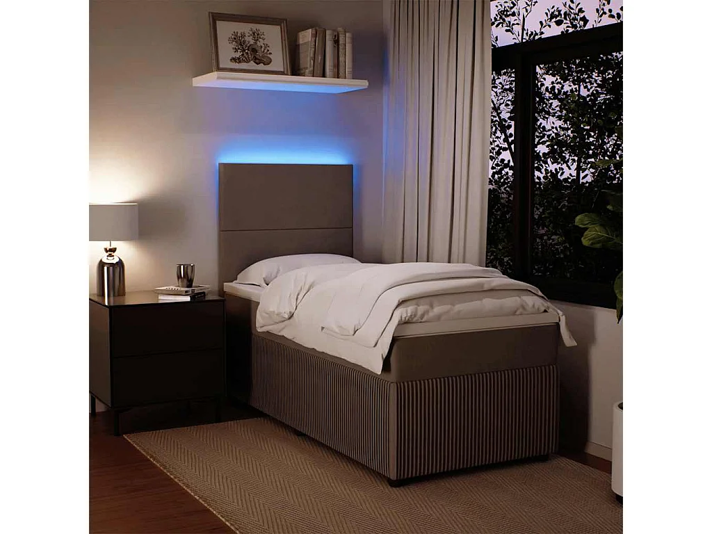 Cama box spring con colchón terciopelo gris claro 90x190 cm
