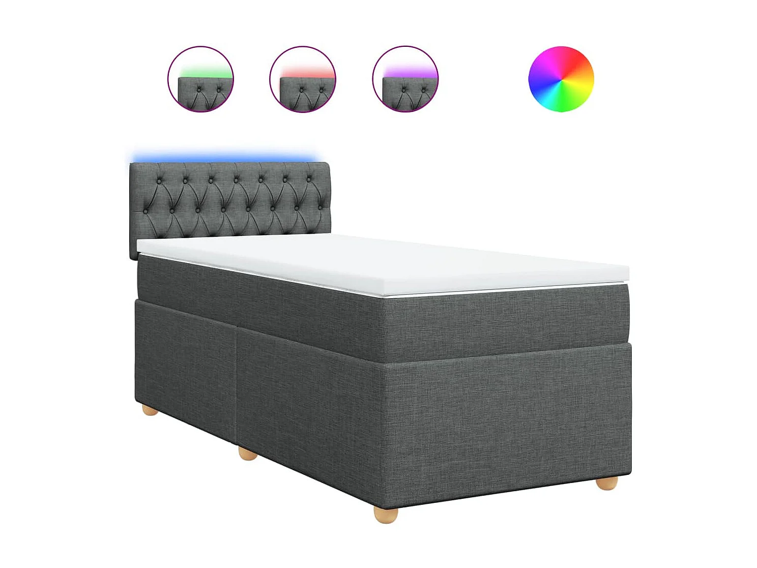 Boxspringbett mit Matratze Dunkelgrau 100x200 cm Stoff