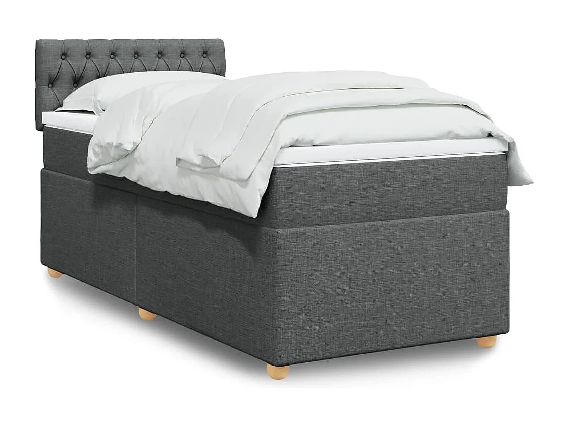 Boxspringbett mit Matratze Dunkelgrau 100x200 cm Stoff