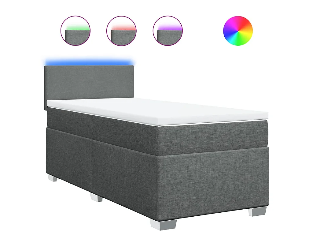 Boxspringbett mit Matratze Dunkelgrau 80x200 cm Stoff