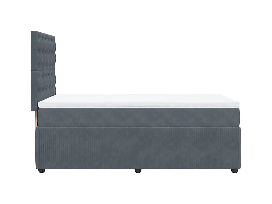 Cama com molas/colchão 100x200 cm veludo cinza-escuro