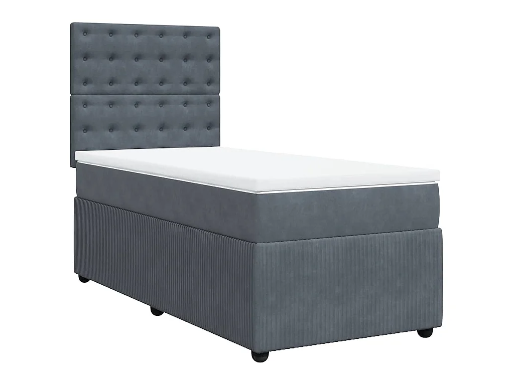 Giroletto a Molle con Materasso Grigio Scuro 100x200 cm Velluto
