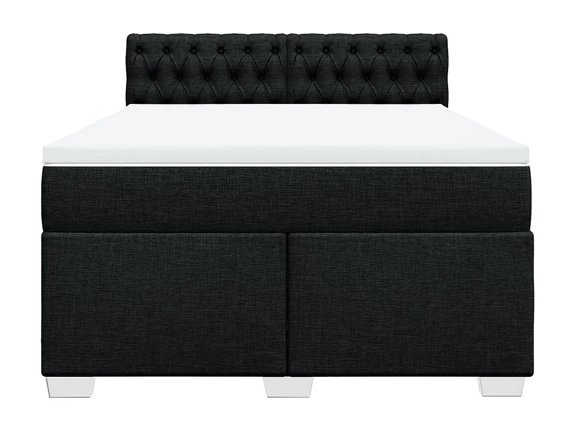 Sommier à lattes de lit avec matelas Noir 140x200 cm Tissu