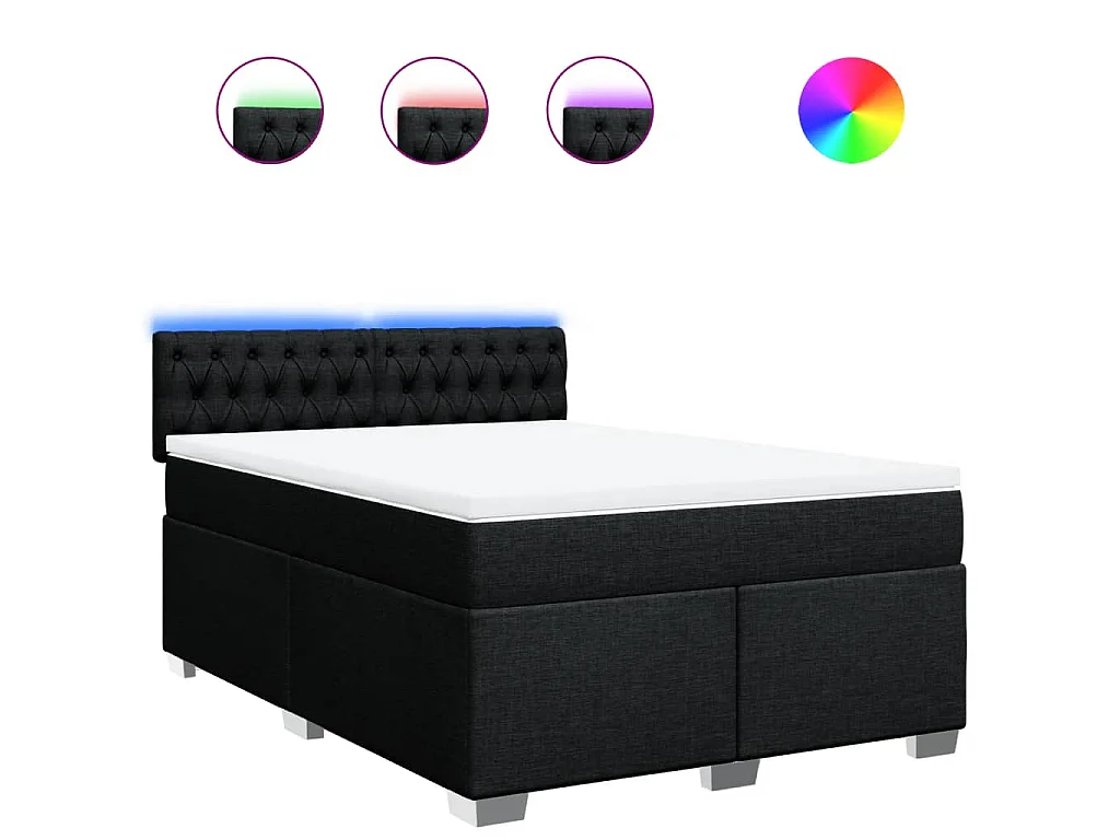 Sommier à lattes de lit avec matelas Noir 140x200 cm Tissu