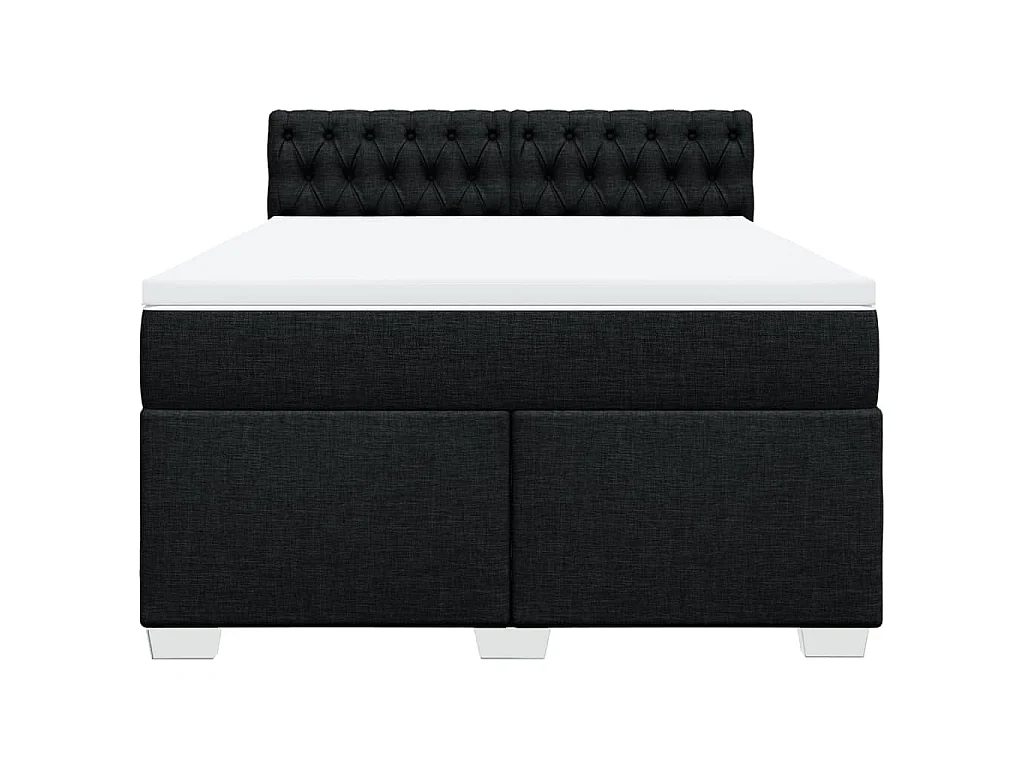Sommier à lattes de lit avec matelas Noir 140x200 cm Tissu