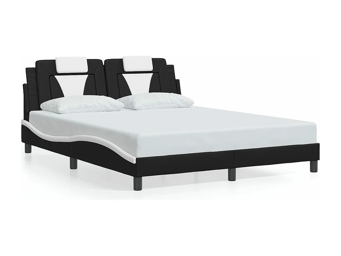 Bedframe "Viana" zonder matras kunstleer zwart en wit 160x200 cm